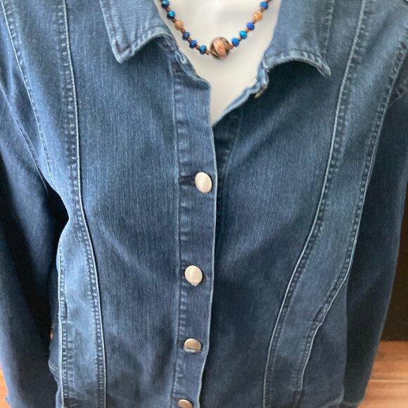 Dana Buchman Blue Denim Jean Jacket Metal Buttons X Large - Picture 7 of 7